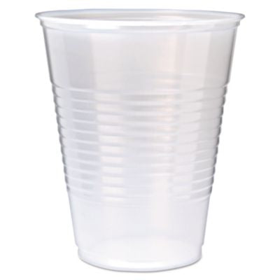 FABRK12 RK Ribbed Cold Drink Cups, 12 oz, Plastic, Translucent, 50/Sleeve, 20 Sleeves/Carton