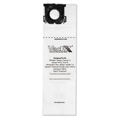 APCVFXW15300310 Vacuum Filter Bags Designed to Fit Allstar Javelin 12'' Series/Windsor Sensor S/S2/XP/Veramatic Plus, 100/Carton