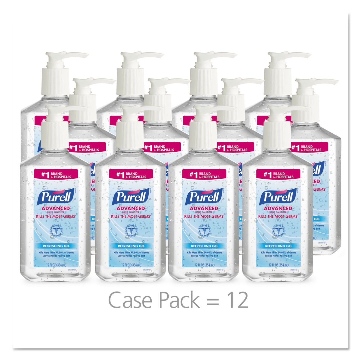 GOJ365912CT Advanced Hand Sanitizer Refreshing Gel, 12 oz Pump Bottle, Clean Scent, 12/Carton