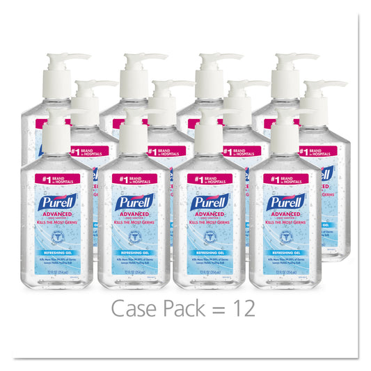 GOJ365912CT Advanced Hand Sanitizer Refreshing Gel, 12 oz Pump Bottle, Clean Scent, 12/Carton