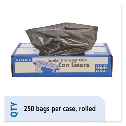 STOT2424B10 Total Recycled Content Plastic Trash Bags, 10 gal, 1 mil, 24" x 24", Black/Brown, 250/Carton