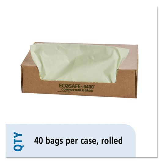 STOE4248E85 Ecosafe-6400 Bags, 48 Gal, 0.85 Mil, 42" X 48", Green, 40/box
