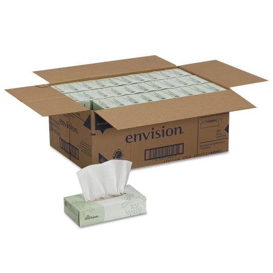 GPC47410 Envision White Facial Tissue, 2-Ply, White, 100 Sheets/Box, 30 Boxes/Carton Georgia Pacific Professional