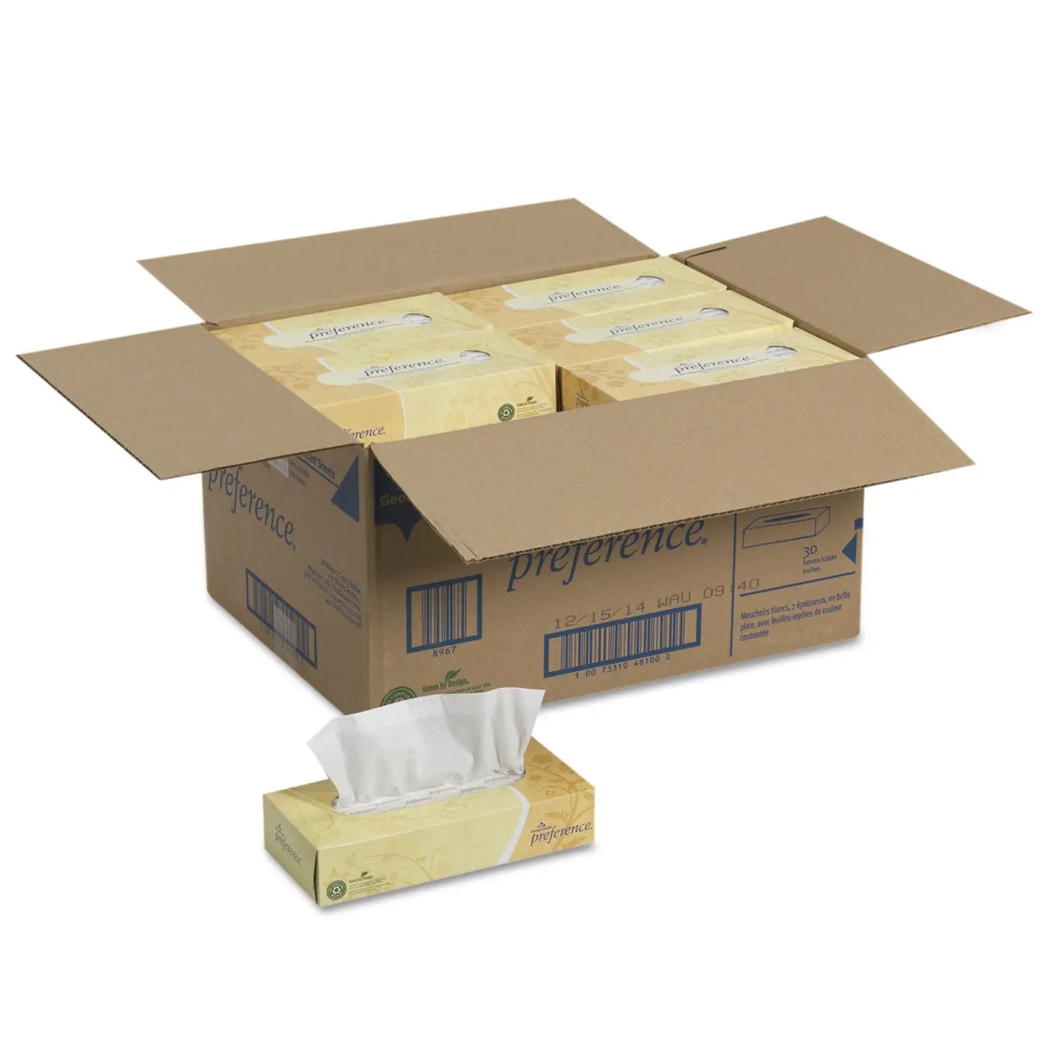 GPC48100 Pacific Blue Select Facial Tissue, Flat Box, 2-Ply, White, 100 Sheets/Box, 30 Boxes/Carton Georgia Pacific Professional