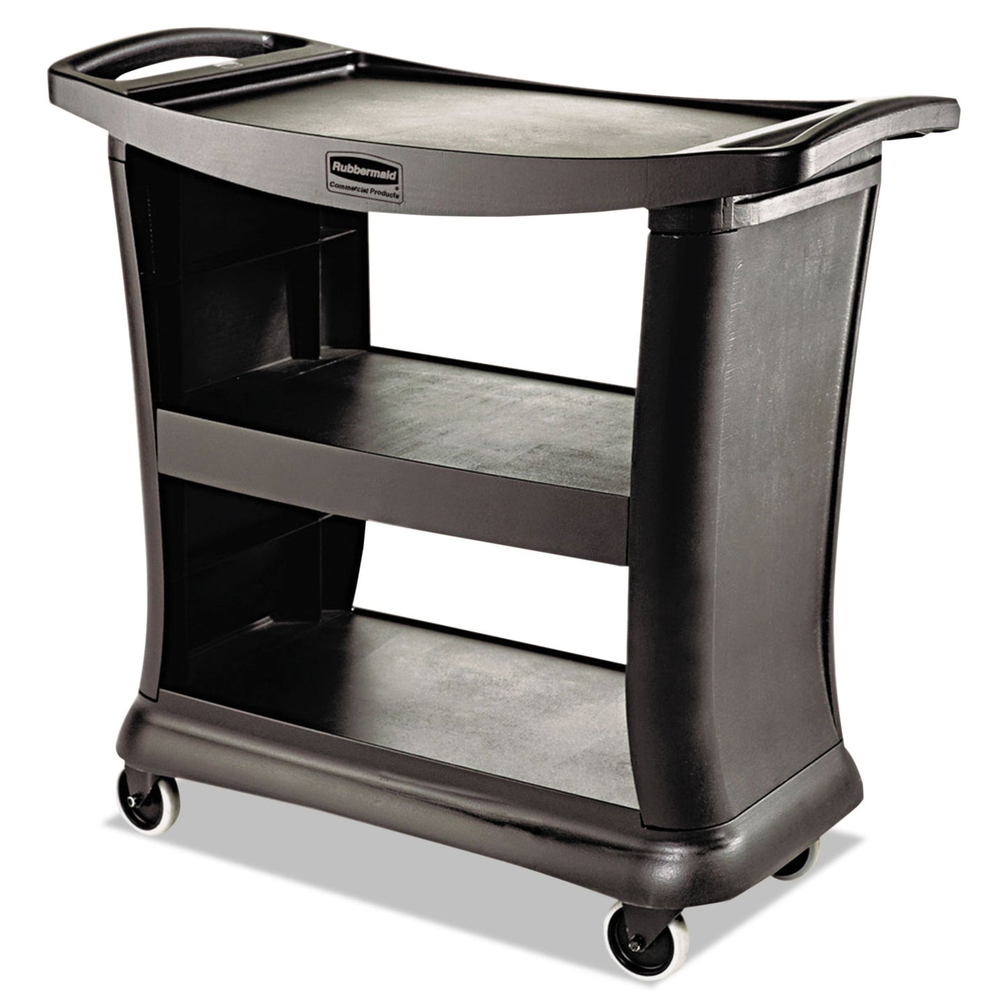 RCP9T6800BK Executive Service Cart, Plastic, 3 Shelves, 300 lb Capacity, 20.33" x 38.9" x 38.9", Black