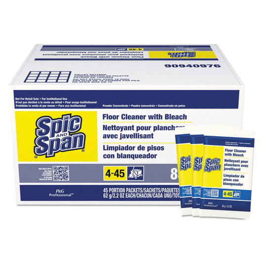 PGC02010 Bleach Floor Cleaner Packets, 2.2oz Packets, 45/carton Spic and Span