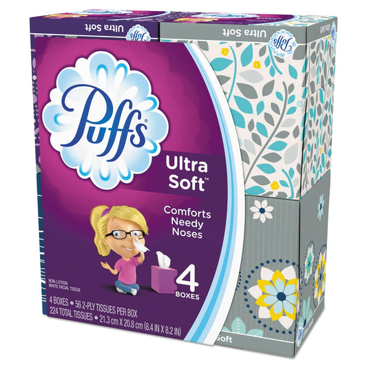 PGC35295PK Ultra Soft Facial Tissue, 2-Ply, White, 56 Sheets/box, 4 Boxes/pack Puffs