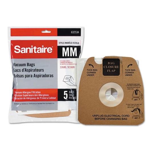 EUR63253A10 Style MM Disposable Dust Bags with Allergen Filter for SC3683A/SC3683B, 5/Pack Sanitaire
