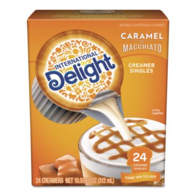 ITD101766 Flavored Liquid Non-Dairy Coffee Creamer, Caramel Macchiato, 0.5 oz Mini Cups, 24/Box