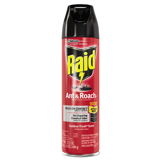 SJN366000EA Ant and Roach Killer, 17.5 oz Aerosol Spray, Outdoor Fresh