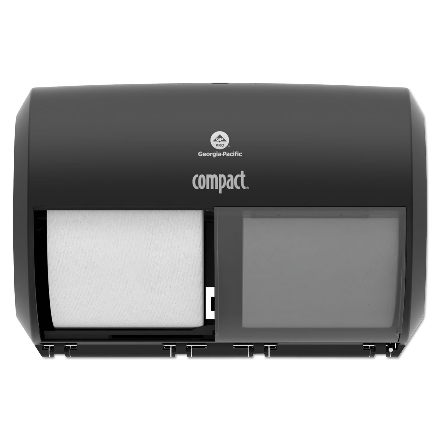 GPC56784A Compact Coreless Side-by-Side Double Roll Tissue Dispenser, 11.5 x 7.63 x 8, Black
