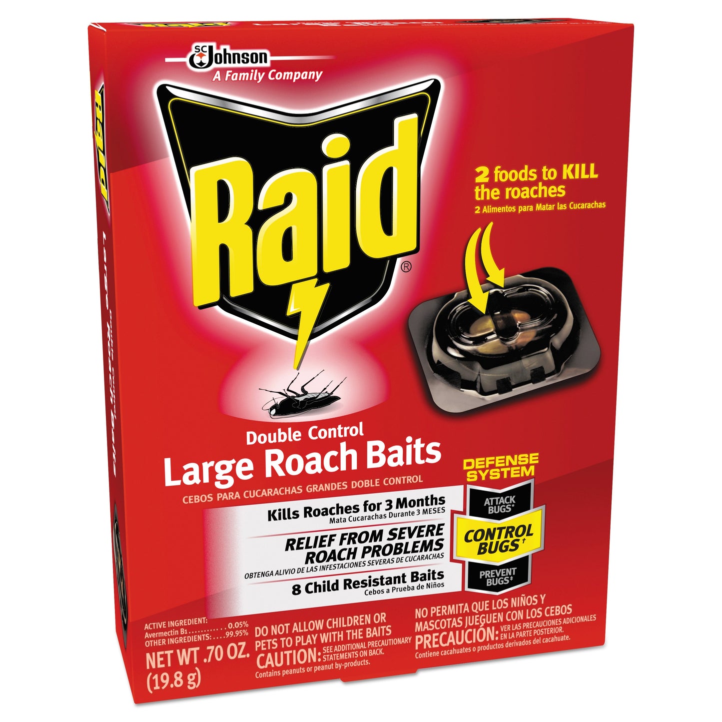 SJN334863 Roach Baits, 0.7 oz Box, 6/Carton Raid