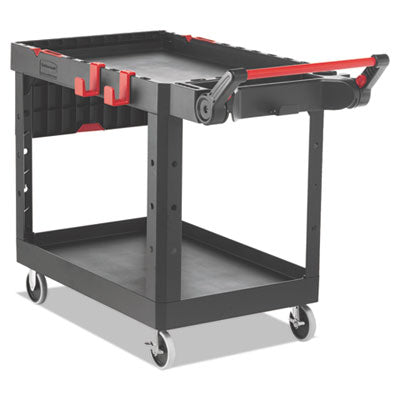 RCP1997208 Heavy Duty Adaptable Utility Cart, Plastic, 2 Shelves, 500 lb Capacity, 25.2" x 51.5" x 36", Black RUBBERMAID COMMERCIAL PROD.