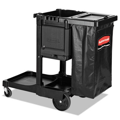 RCP1861430 Executive Janitorial Cleaning Cart, Plastic, 4 Shelves, 1 Bin, 21.75