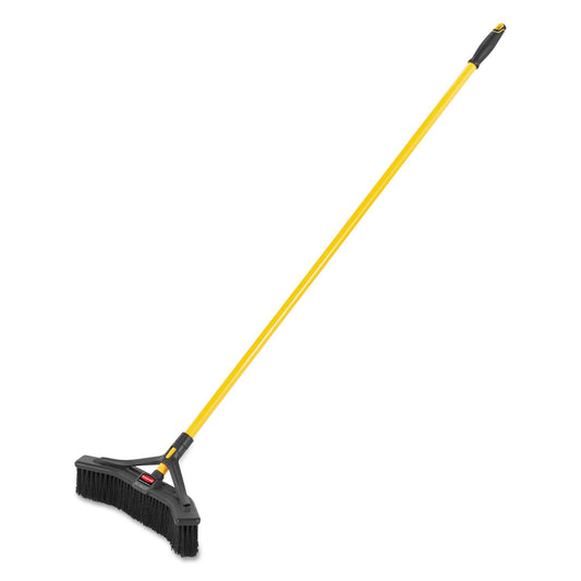 RCP2018727 Maximizer Push-To-Center Broom, Poly Bristles, 18 X 58.13, Steel Handle, Yellow/black RUBBERMAID COMMERCIAL PROD.