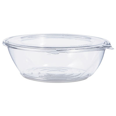 DCCCTR48BF Tamper-Resistant, Tamper-Evident Bowls with Flat Lid, 48 oz, 8.9" Diameter x 2.8" h, Clear, Plastic, 100/Carton