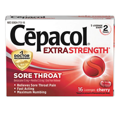 RAC71016CT Extra Strength Sore Throat Lozenges, Cherry, 16/Box, 24 Boxes/Carton RECKITT BENCKISER
