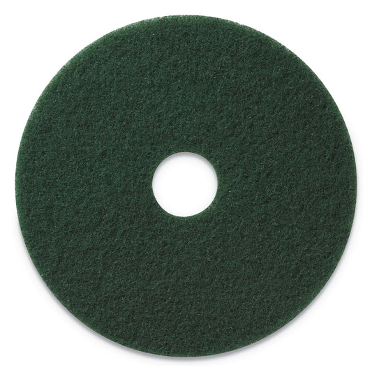 AM7400314 Scrubbing Pad, 14" Diameter, Green, 5/Carton