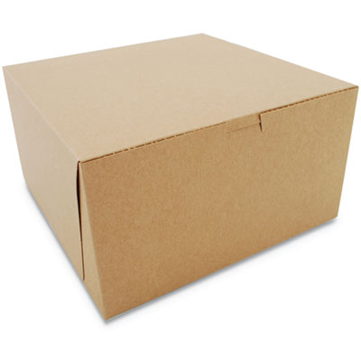 SCH0977K Kraft One-Piece Non-Window Bakery Boxes, 10 x 10 x 5.5, Brown, Paper, 100/Carton