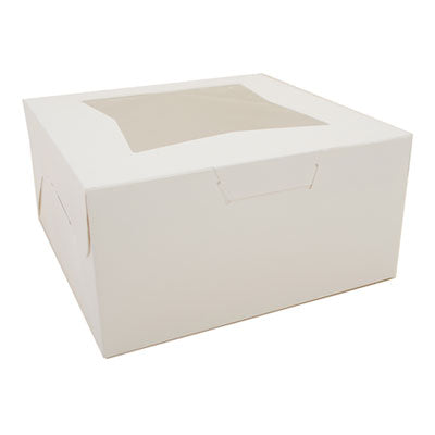 SCH23053 White Window Bakery Boxes with Tuck-in Lid, 10 x 10 x 5, White, Paper, 150/Carton