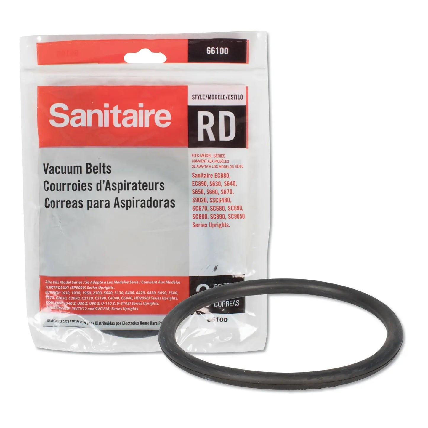 EUR66100 Replacement Belt For Upright Vacuum Cleaner, Rd Style, 2/pack Sanitaire