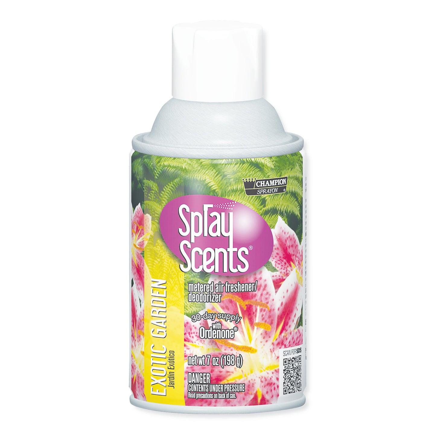 CHP5187 Champion Sprayon SPRAYScents Metered Air Freshener Refill, Exotic Garden Scent, 7 oz Aerosol Spray, 12/Carton
