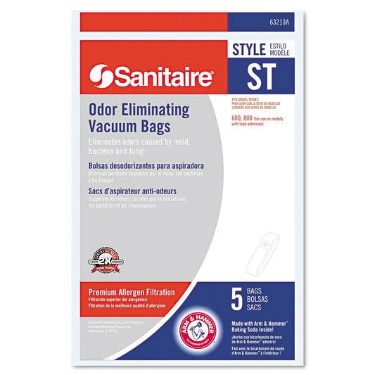 EUR63213B10 Style ST Disposable Vacuum Bags for SC600 and SC800 Series, 5 Bags/Pack Sanitaire