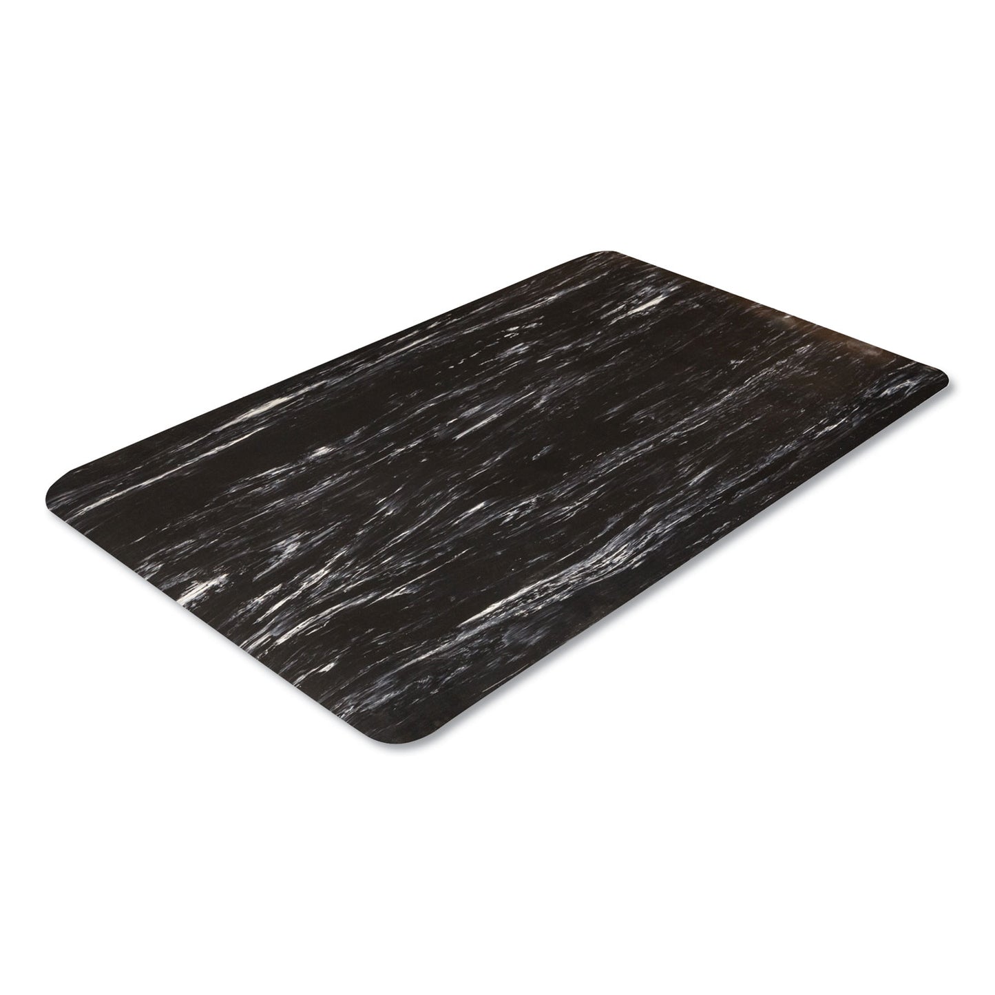 CWNCU3660BK Cushion-Step Marbleized Rubber Mat, Rectangular, Black Smooth Surface, 36" x 60"