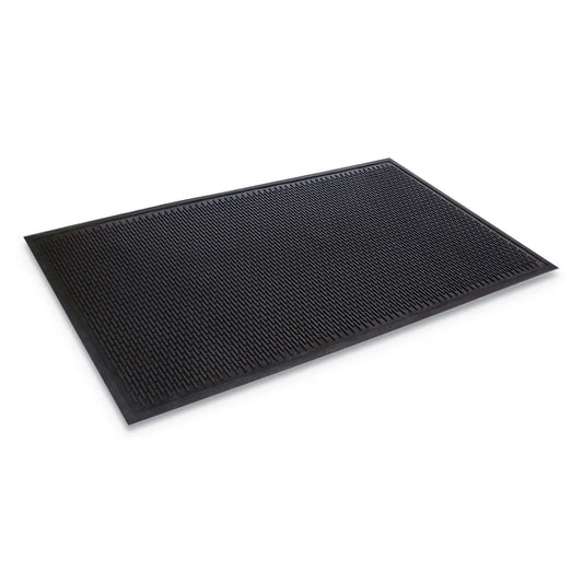 CWNTD0046BK Crown-Tred Indoor/Outdoor Scraper Mat, Black Loop-Twist Ribbed Rubber Surface, 43.75