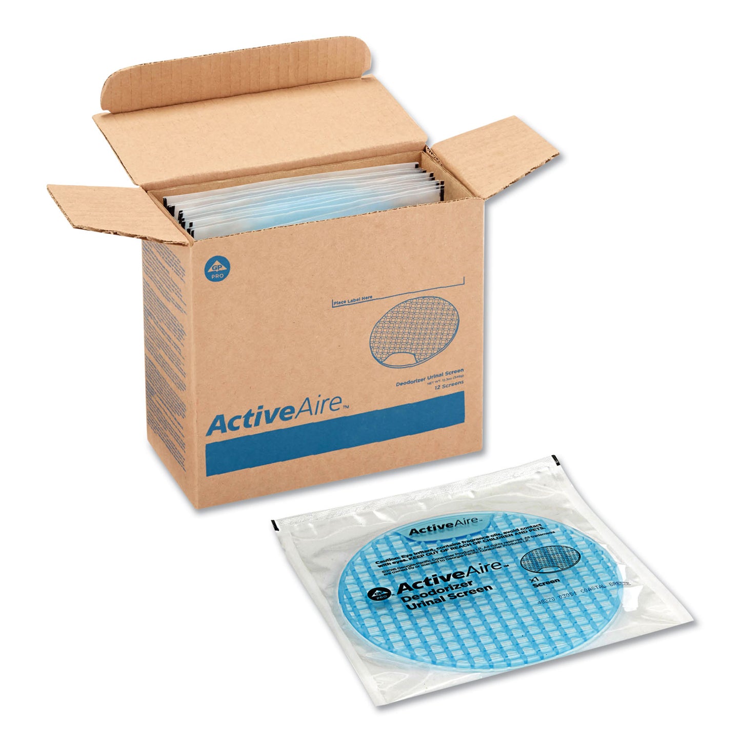 GPC48270 Activeaire Deodorizer Urinal Screen, Coastal Breeze Scent, Blue, 12/carton