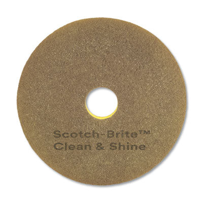 MMM09544 Clean And Shine Pad, 17" Diameter, Brown/yellow, 5/carton
