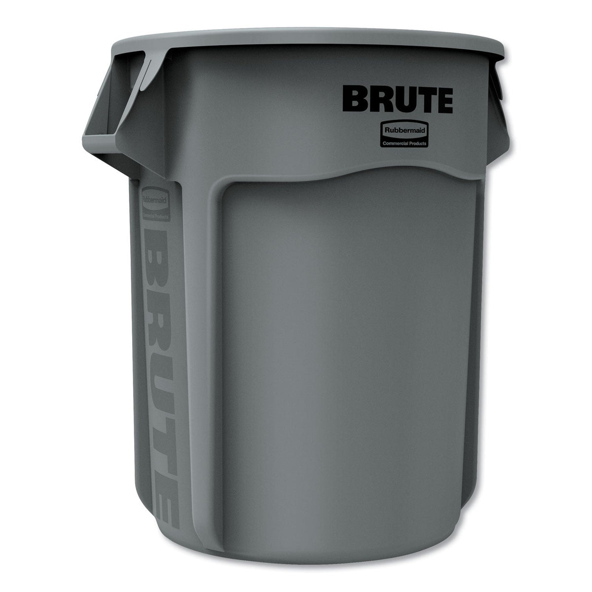 RCP265500GY Vented Round Brute Container, 55 gal, Plastic, Gray RUBBERMAID COMMERCIAL PROD.