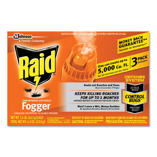 SJN305690 Concentrated Deep Reach Fogger, 1.5 oz Aerosol Spray, 3/Pack, 12 Packs/Carton Raid