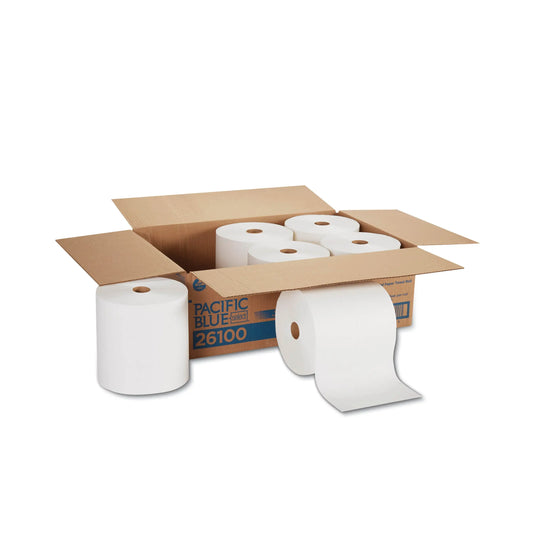 GPC26100 Pacific Blue Basic Recycled Nonperforated Paper Towel Rolls, 1-Ply, 7.78 x 1,000 ft, White, 6 Rolls/Carton Georgia Pacific Professional