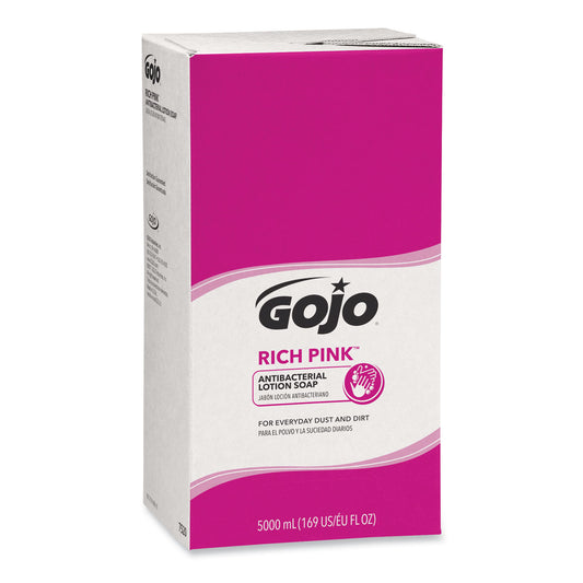 GOJ7520 RICH PINK Antibacterial Lotion Soap Refill, Floral Scent, 5,000 mL, 2/Carton