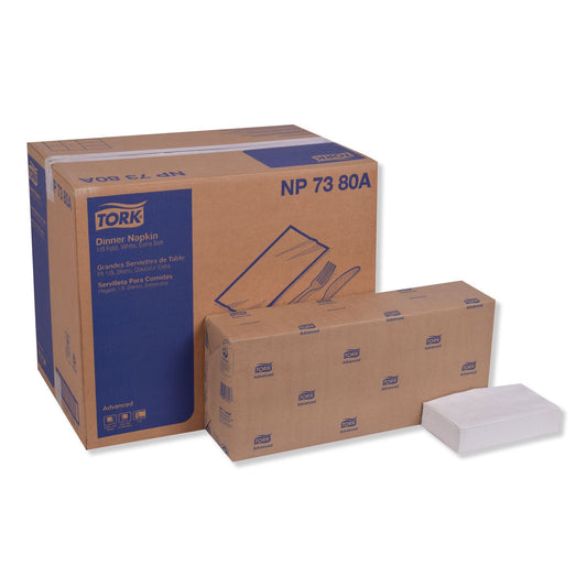 TRKNP7380A Advanced Dinner Napkin, 3-Ply, 17 x 16.12, 1/8 Fold, White,1,740/Carton Tork