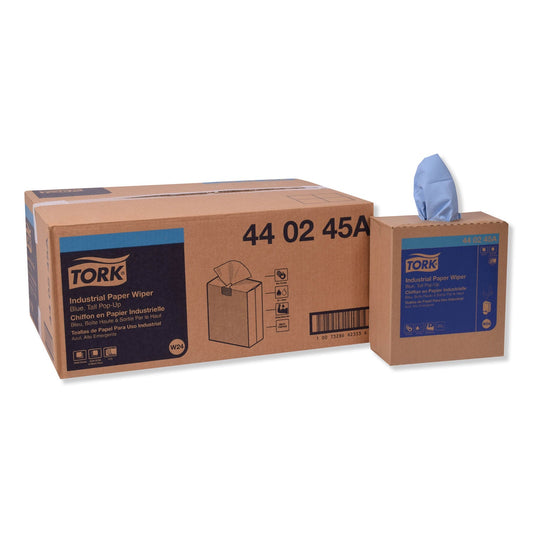 TRK440245A Industrial Paper Wiper, 4-Ply, 8.54 x 16.5, Unscented, Blue, 90 Towels/Box, 10 Boxes/Carton Tork