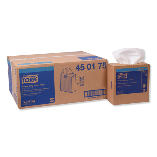 TRK450175 Heavy-Duty Paper Wiper, 1-Ply, 9.25 x 16.25, Unscented, White, 90 Wipes/Box, 10 Boxes/Carton Tork