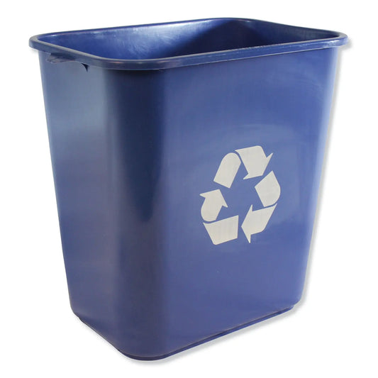 IMP7702BLUR Soft-Sided Recycle Logo Plastic Wastebasket, 28 qt, Polyethylene, Blue Impact