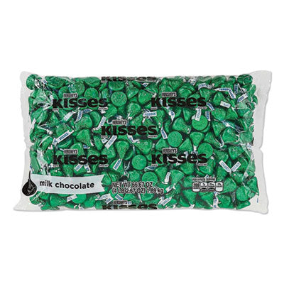 HRS60347 KISSES Milk Chocolate, Green Wrappers, 66.7 oz Bag