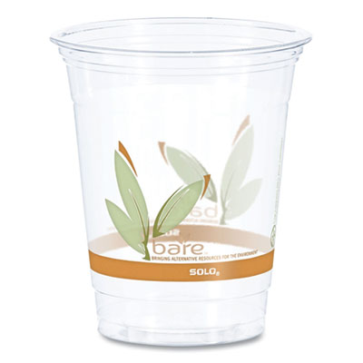 DCCRTP12BARECT Bare Eco-Forward RPET Cold Cups, Squat, 12 oz to 14 oz, Plastic, Leaf Design, 50/Pack, 20 Packs/Carton