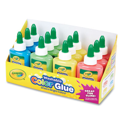 CYO699100 Washable Assorted Color Glue, 3 Oz, 12/pack BINNEY & SMITH / CRAYOLA