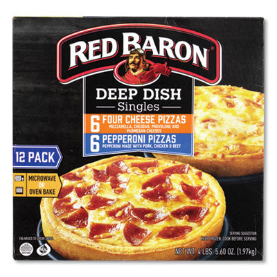 GRR90300007 Deep Dish Pizza Singles Variety Pack, Four Cheese/Pepperoni, 5.5 oz Pack, 12 Packs/Carton