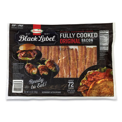 GRR90200109 Fully Cooked Bacon, Original, 9.5 oz Package, Approximately 72 Slices/Carton