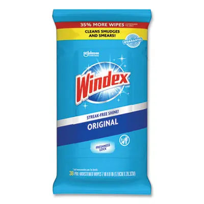 SJN378032EA Glass and Surface Wet Wipe, Cloth, 7 x 8, Unscented, White, 38/Pack SC JOHNSON