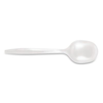 BSQ1014000 Mediumweight Polypropylene Cutlery, Soup Spoon, Plastic, White, 1,000/Carton