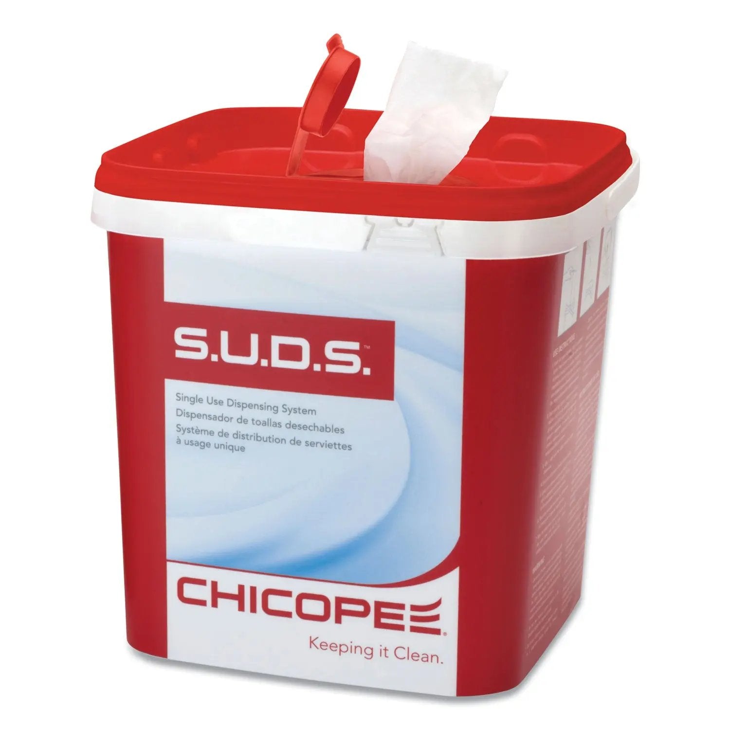 CHI0728 S.u.d.s Bucket With Lid, 7.5 X 7.5 X 8, Red/white, 3/carton Chicopee