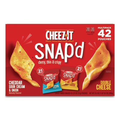 KEB11500 Snap'd Crackers Variety Pack, Cheddar Sour Cream And Onion; Double Cheese, 0.75 Oz Bag, 42/carton