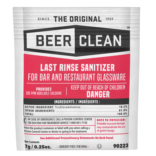 DVO90223 Beer Clean Last Rinse Glass Sanitizer, Powder, 0.25 oz Pack, 100/Carton