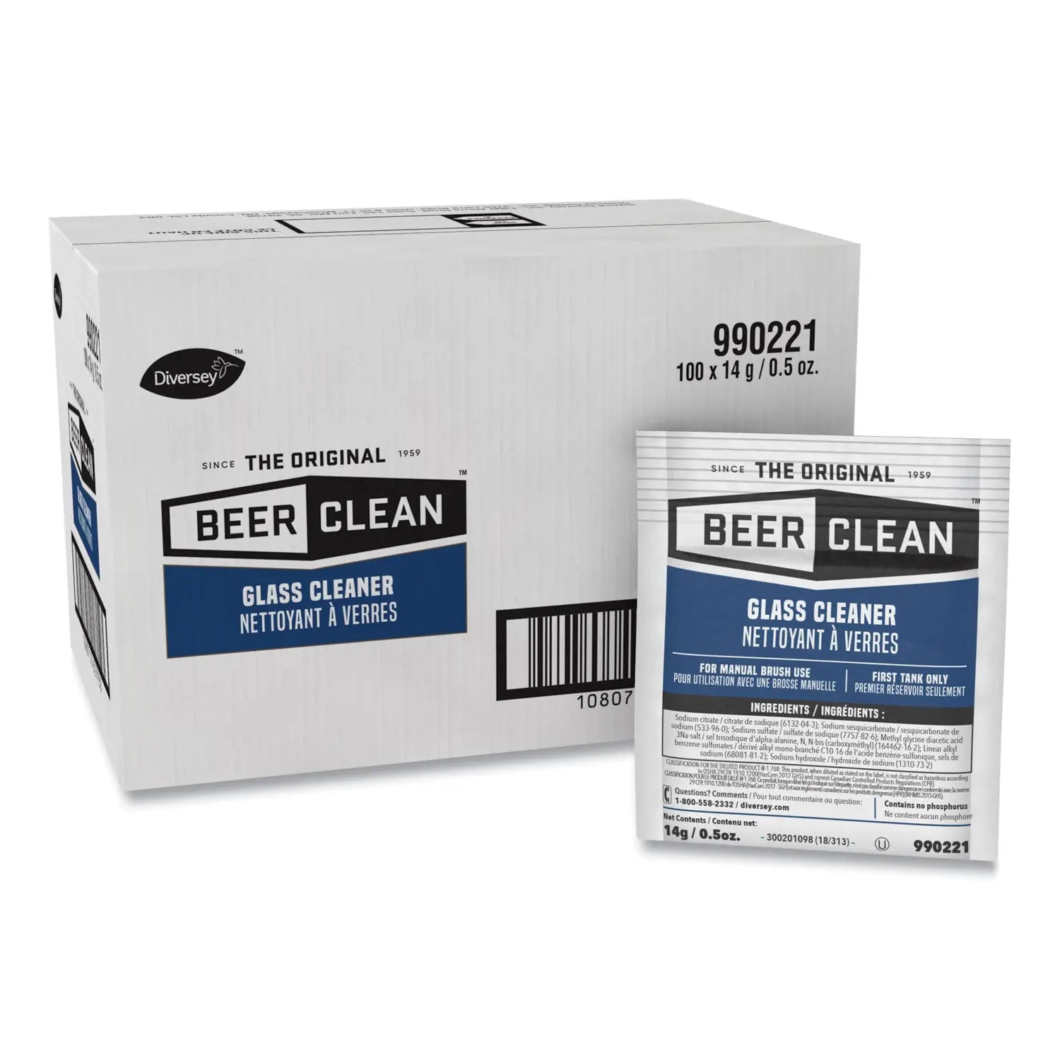 DVO990221 Beer Clean Glass Cleaner, Powder, 0.5 oz. Packet, 100/Carton Diversey